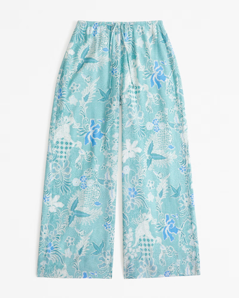 Crinkle Textured Pull-On Palazzo Pant | Abercrombie & Fitch (US)