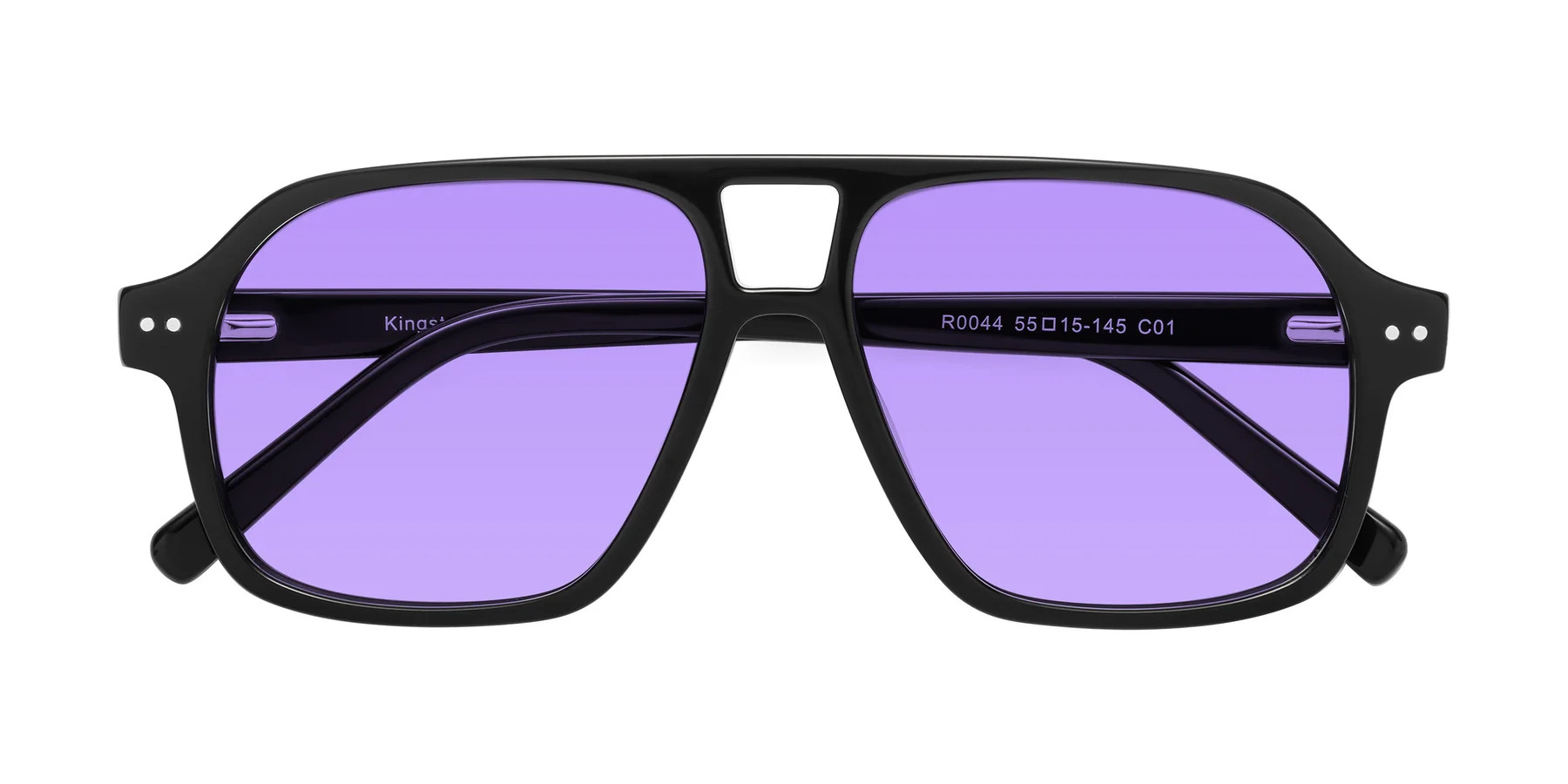 Black Grandpa Oversized Aviator Tinted Sunglasses with Medium Blue Sunwear Lenses - Kingston | Yesglasses