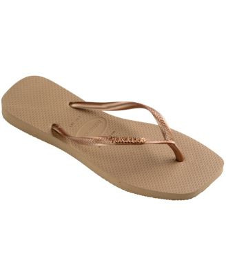 Women's Slim Square Logo Metallic Sandals | Macy's