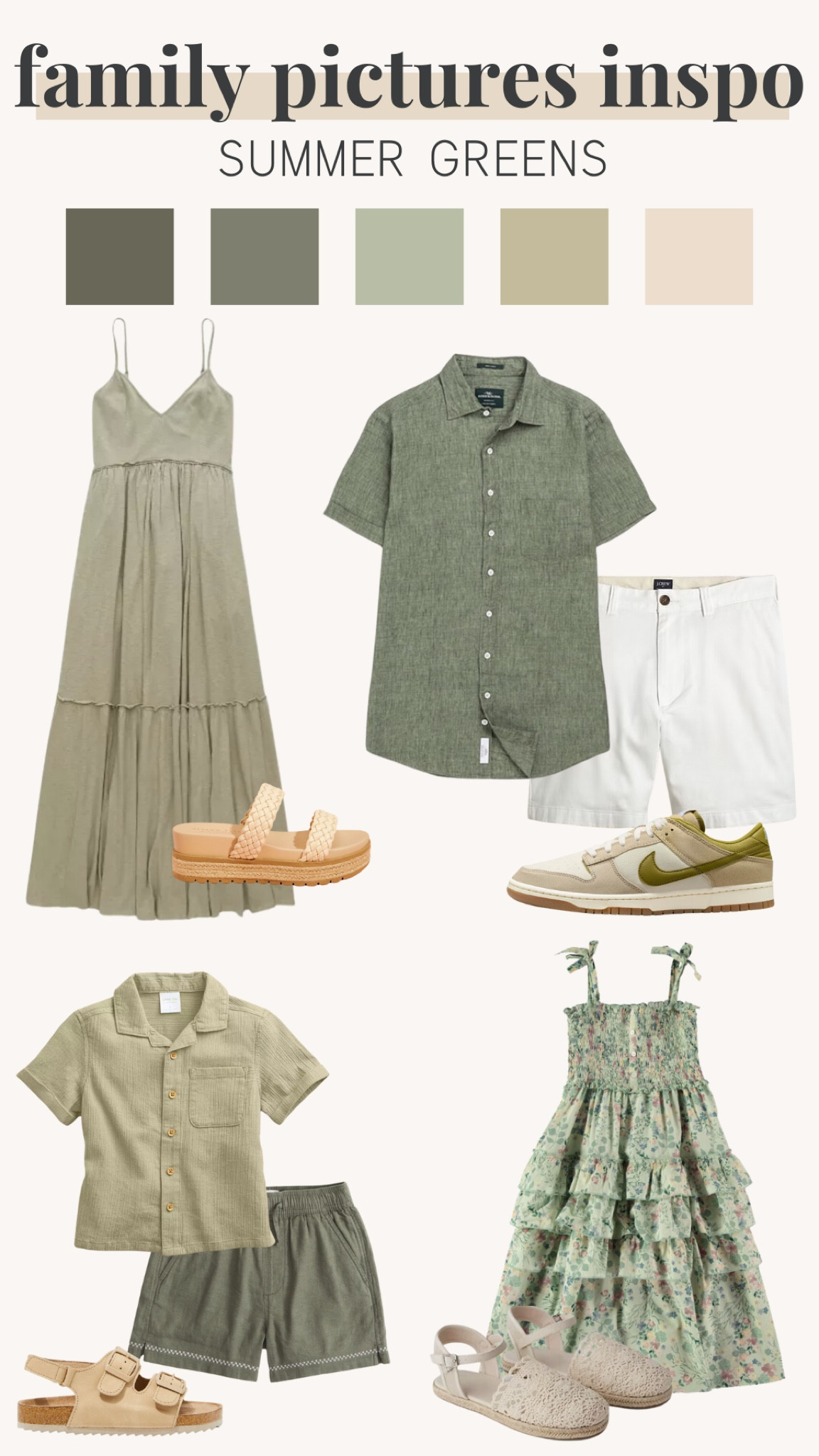 Family picture outfit inspo, greens summer hues, jade green, sage green, girls outfits, women’s, men’s, toddler boys, dress, shirt 

#LTKSeasonal #LTKFamily #LTKStyleTip
