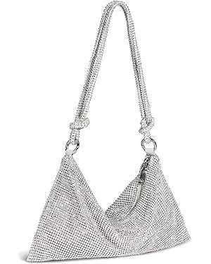 SWEETV Sparkly Rhinestone Purse for Women Silver Clutch Purse Small Glitter Handbags for Weddings... | Amazon (US)