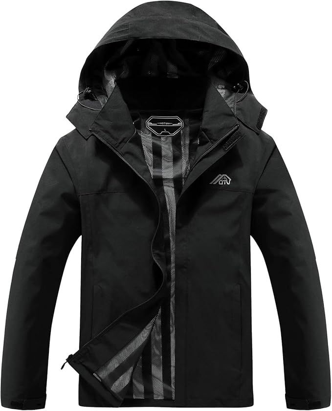 OTU Men's Lightweight Waterproof Hooded Rain Jacket Outdoor Raincoat Shell Jacket for Hiking Trav... | Amazon (US)
