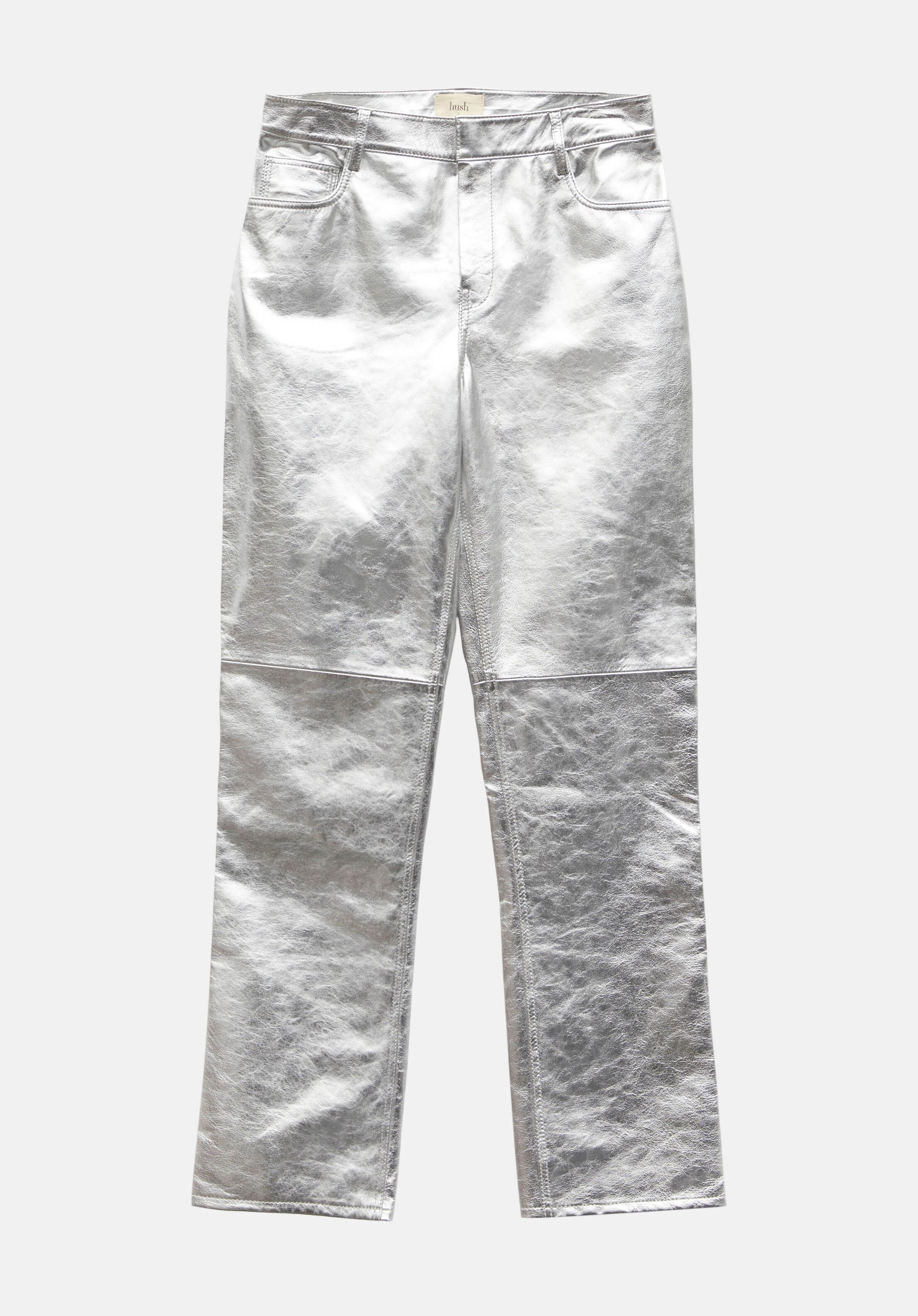 Silver Leather Trousers | Hush UK
