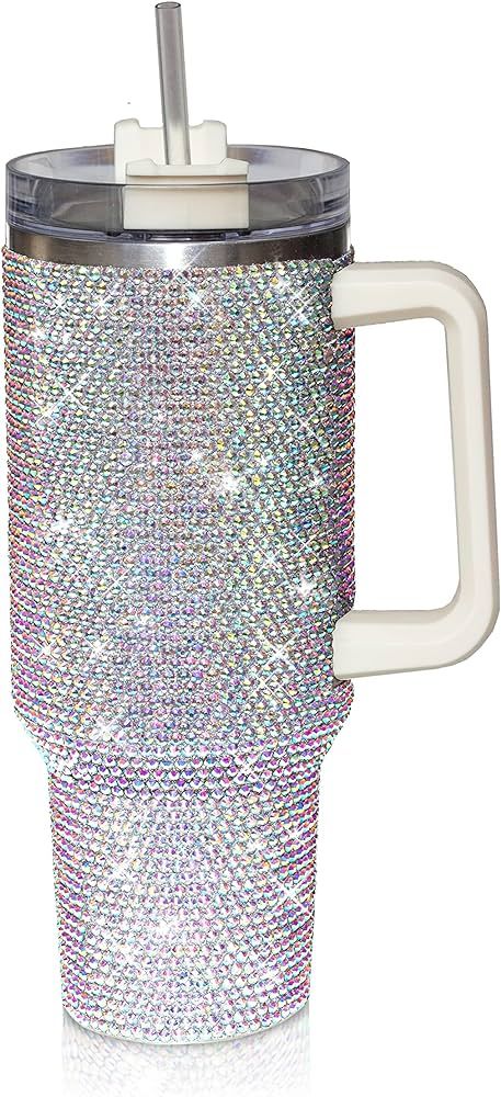 cuteolivia 40 Oz Tumbler With Handle Studded Tumbler With Lid and Straw Insulated Stainless Steel... | Amazon (US)