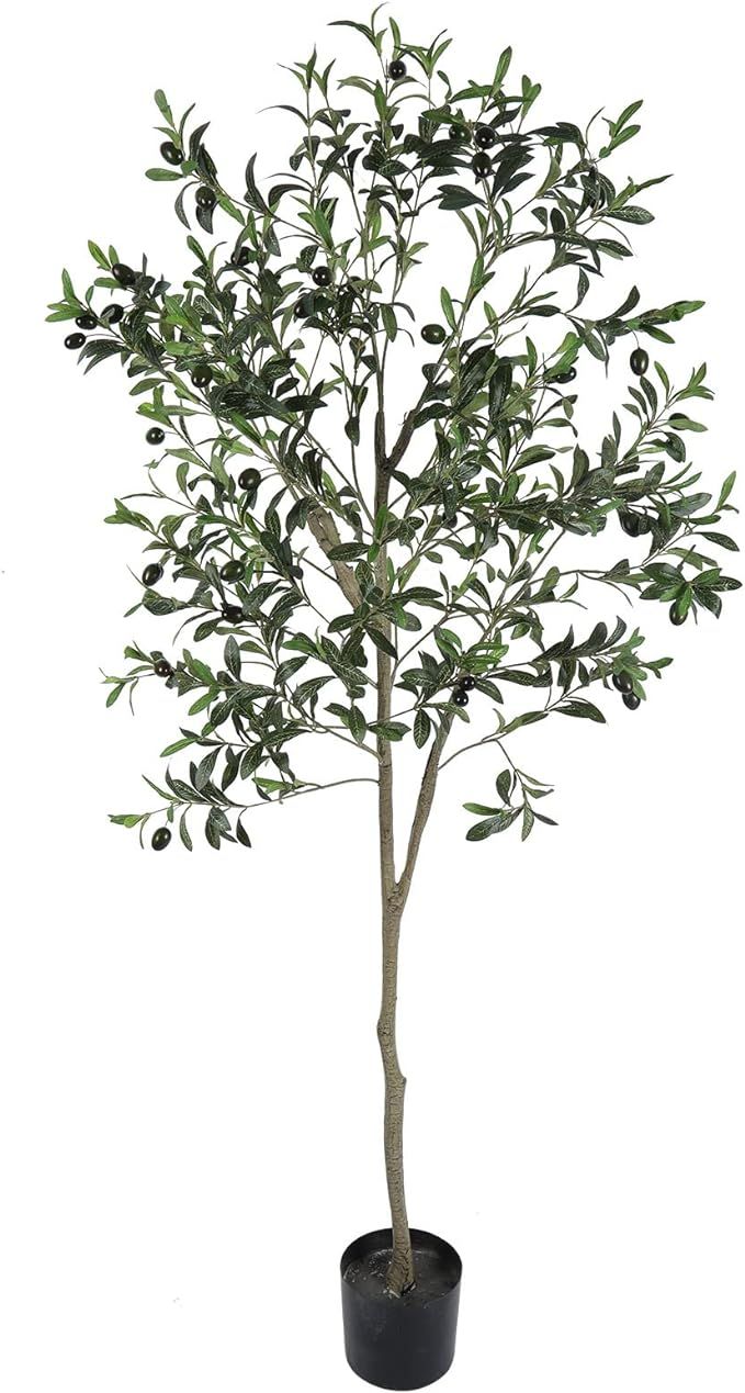 Amazon.com: Binnny Flower 6ft Faux Olive Tree Artifcial Silk Tree UV Resistant Fake Plants for Ho... | Amazon (US)