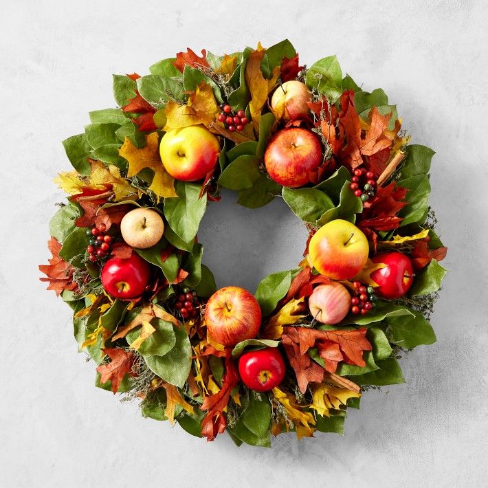 Apple Harvest Live Wreath, 22" | Williams-Sonoma