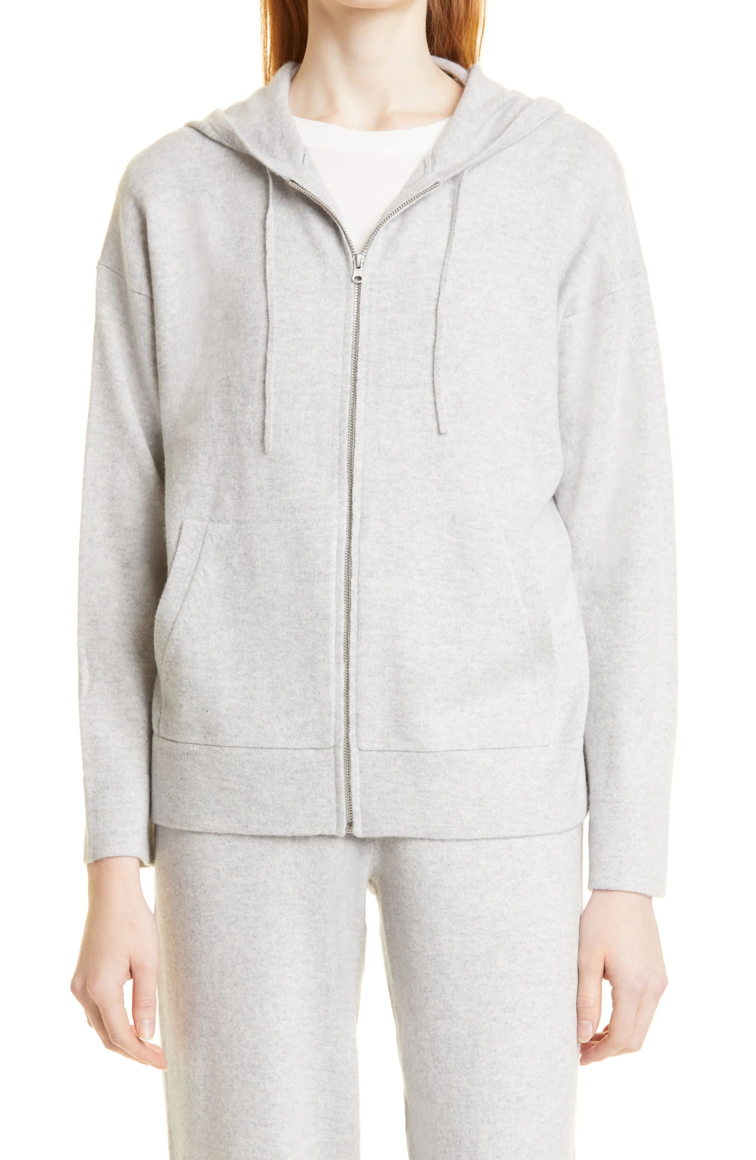 Vince Wool & Cashmere Zip-Up Hoodie in H Grey at Nordstrom, Size Medium | Nordstrom