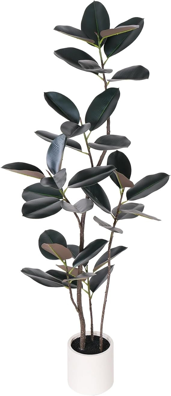 Artificial Rubber Tree - 6 FT Tall Fake Tree with Pot - Large Artificial Plants Indoor, Lifelike ... | Amazon (US)