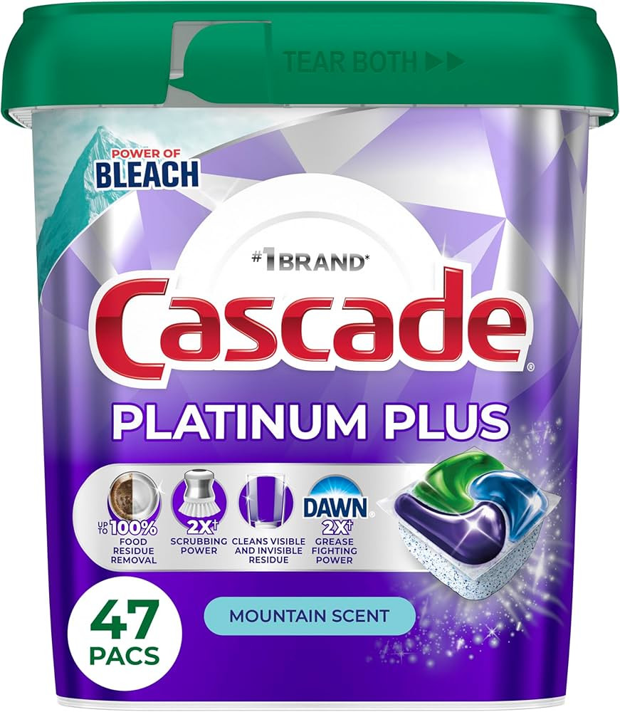 Cascade Platinum Plus Dishwasher Pods, Dishwasher Detergent, Dish Detergent Soap, Mountain, 47 Co... | Amazon (US)