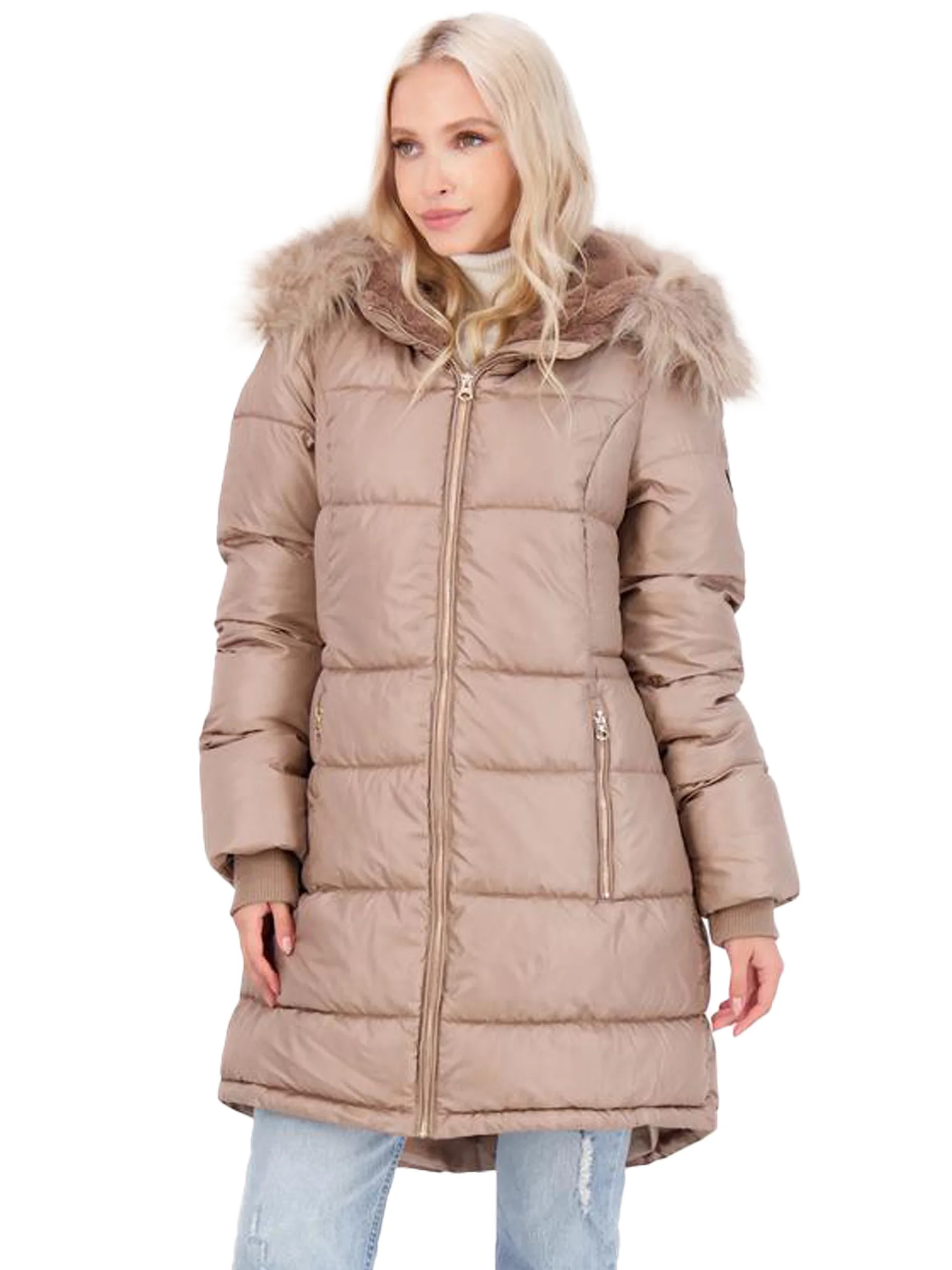 Jessica Simpson Puffer Coat For Women - Quilted Winter Coat w/ Faux Fur Hood | Walmart (US)