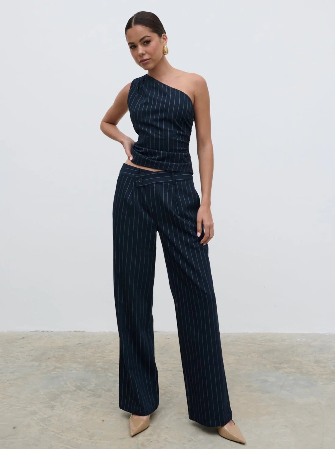 Flynn Slouchy Pinstripe Trousers | Pretty Lavish (UK)