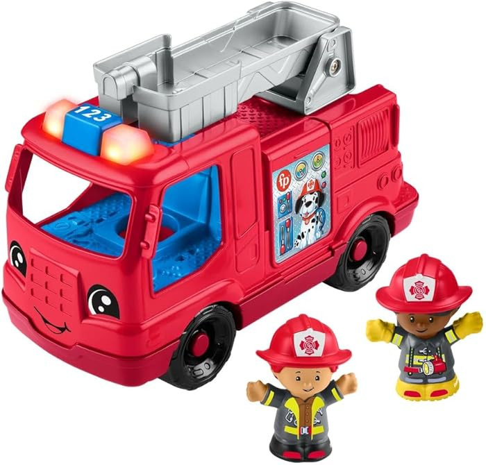 Fisher-Price Little People Toddler Toy Fire Truck Musical Push-Along Vehicle with 2 Figures for P... | Amazon (US)