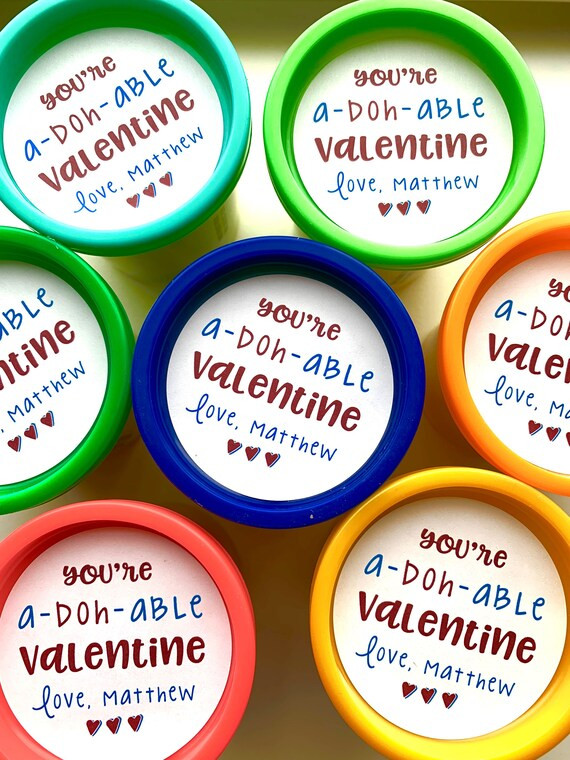 Valentine's Day Stickers - You're A-DOH-able, Personalized Custom Stickers, Treat Stickers, Class... | Etsy (US)