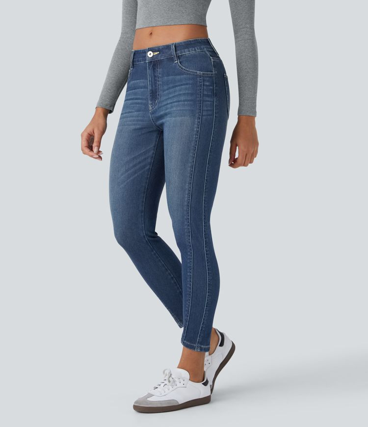 Halara Flex™ Mid Low Rise Zipper Pockets Casual Skinny Jeans | HALARA