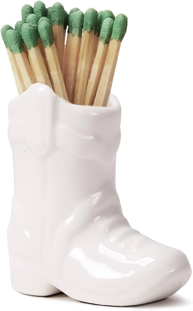 cowboy match holder, Home decor ceramic match holder, cowboy boot match holder, with striker, MAT... | Amazon (US)