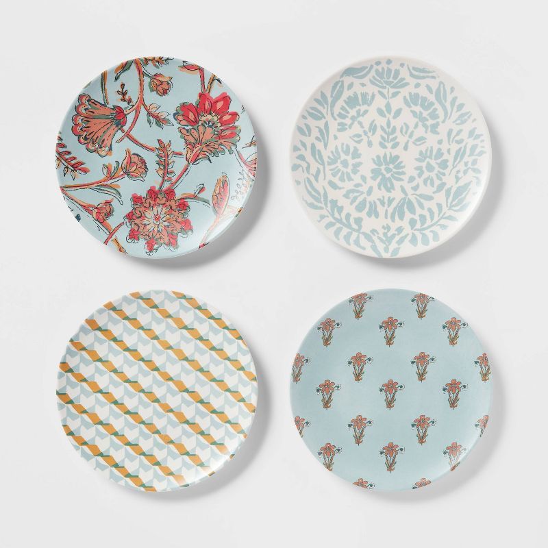 6.8" 4pk Bamboo and Melamine Mixed Pattern Appetizer Plates - Threshold™ | Target
