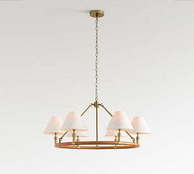 Chambers Leather Round Chandelier (36") | Pottery Barn (US)