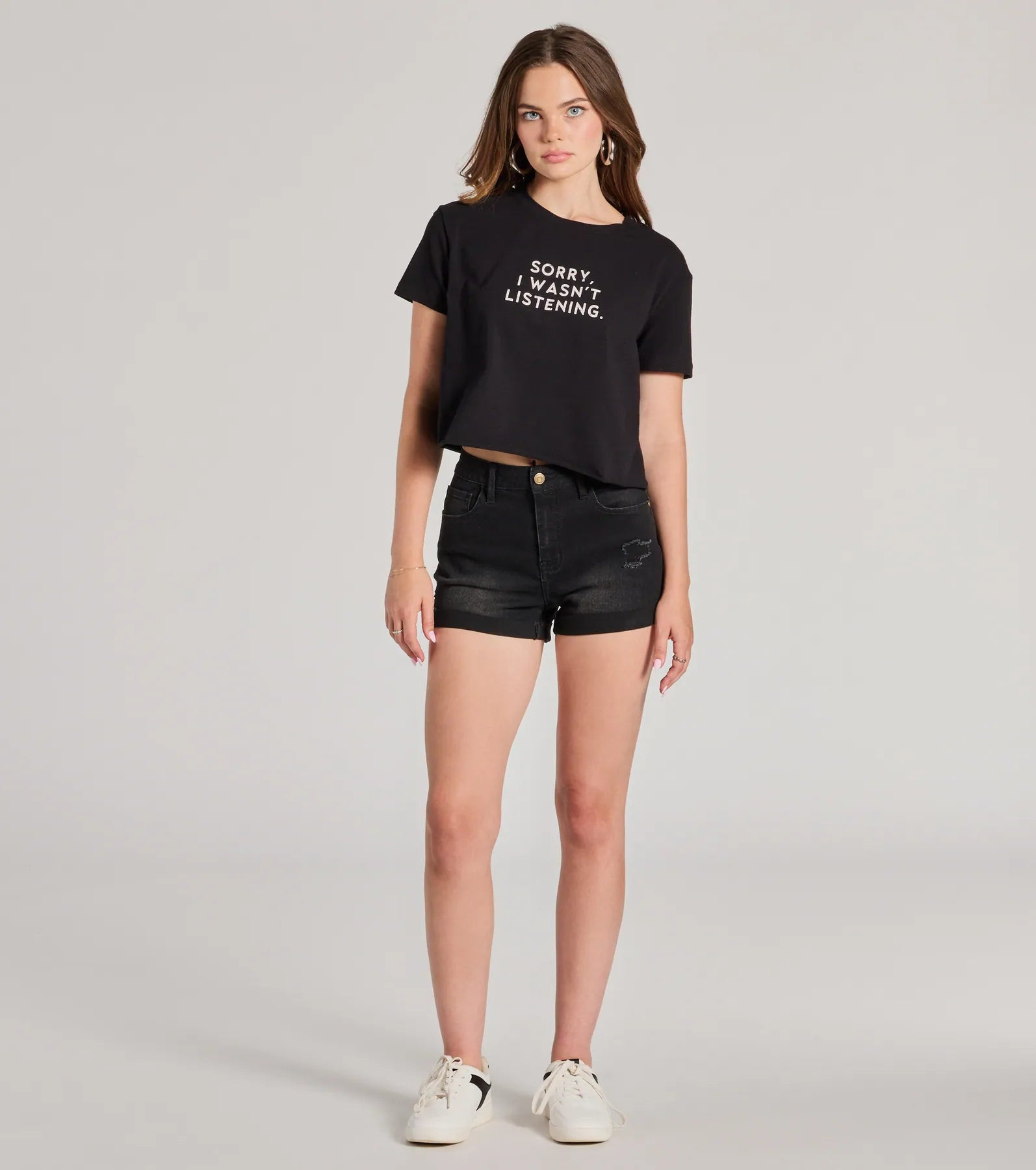 Sorry I Wasn't Listening Crop Graphic Tee | Windsor Stores