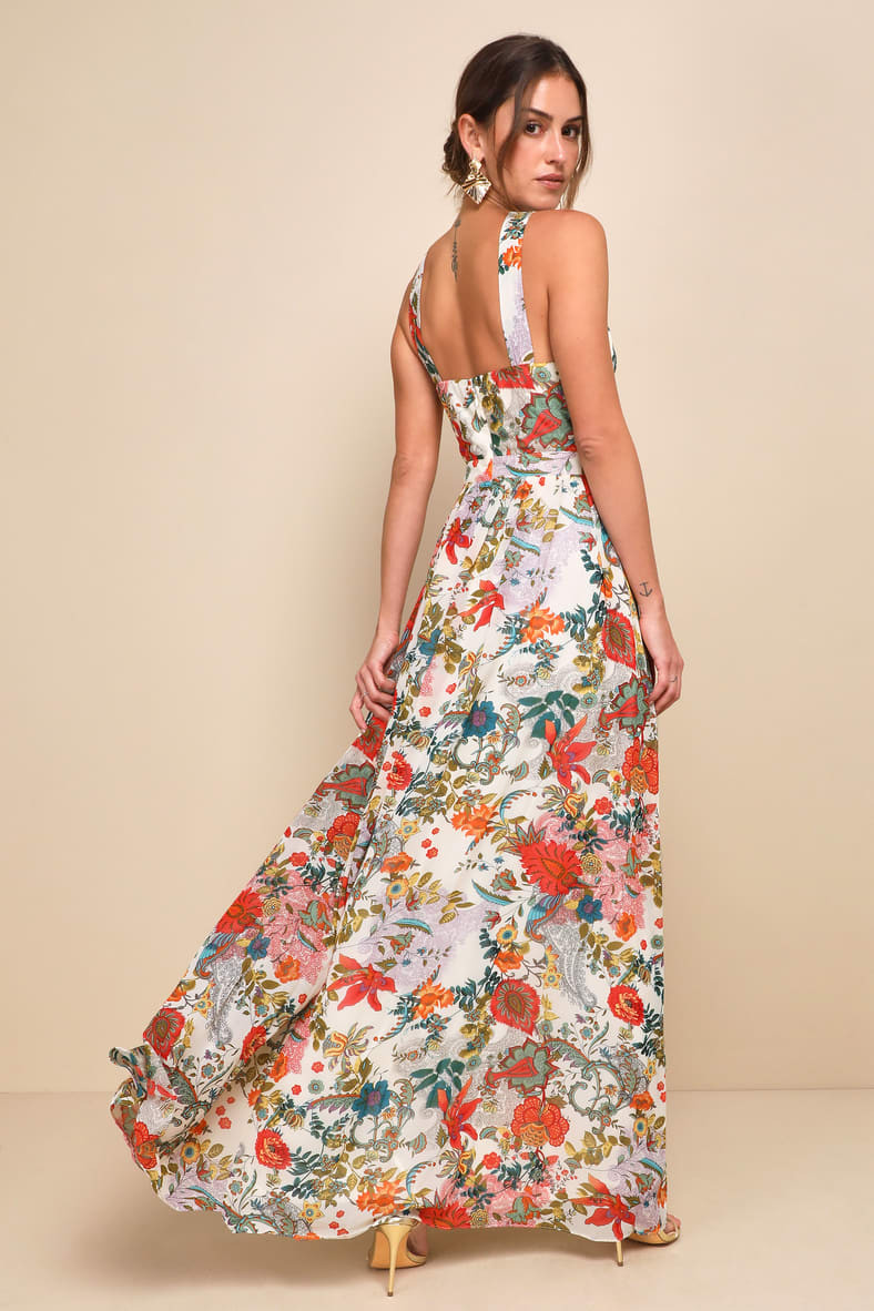 Lilja Cream Floral Print Maxi Dress | Lulus