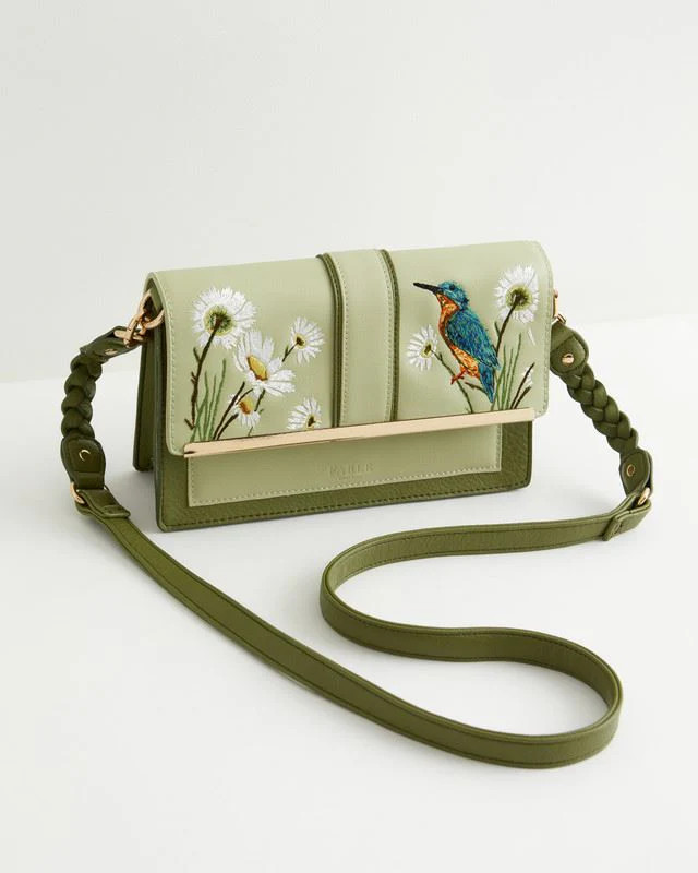 Embroidered Kingfisher Cross Body Bag | Fable England