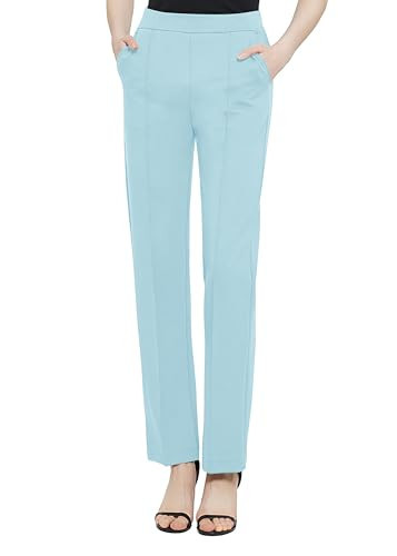 Urban CoCo Women's Yoga Dress Pants Stretchy Casual Slacks Straight Leg Work Pants with Pockets(Blue,M) | Amazon (US)