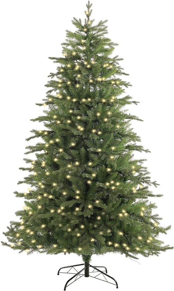 SINTEAN 7FT Pre-lit Christmas tree with1299 tips(60%PE/40%PVC), Fresh and Classical Layering Qui... | Amazon (US)