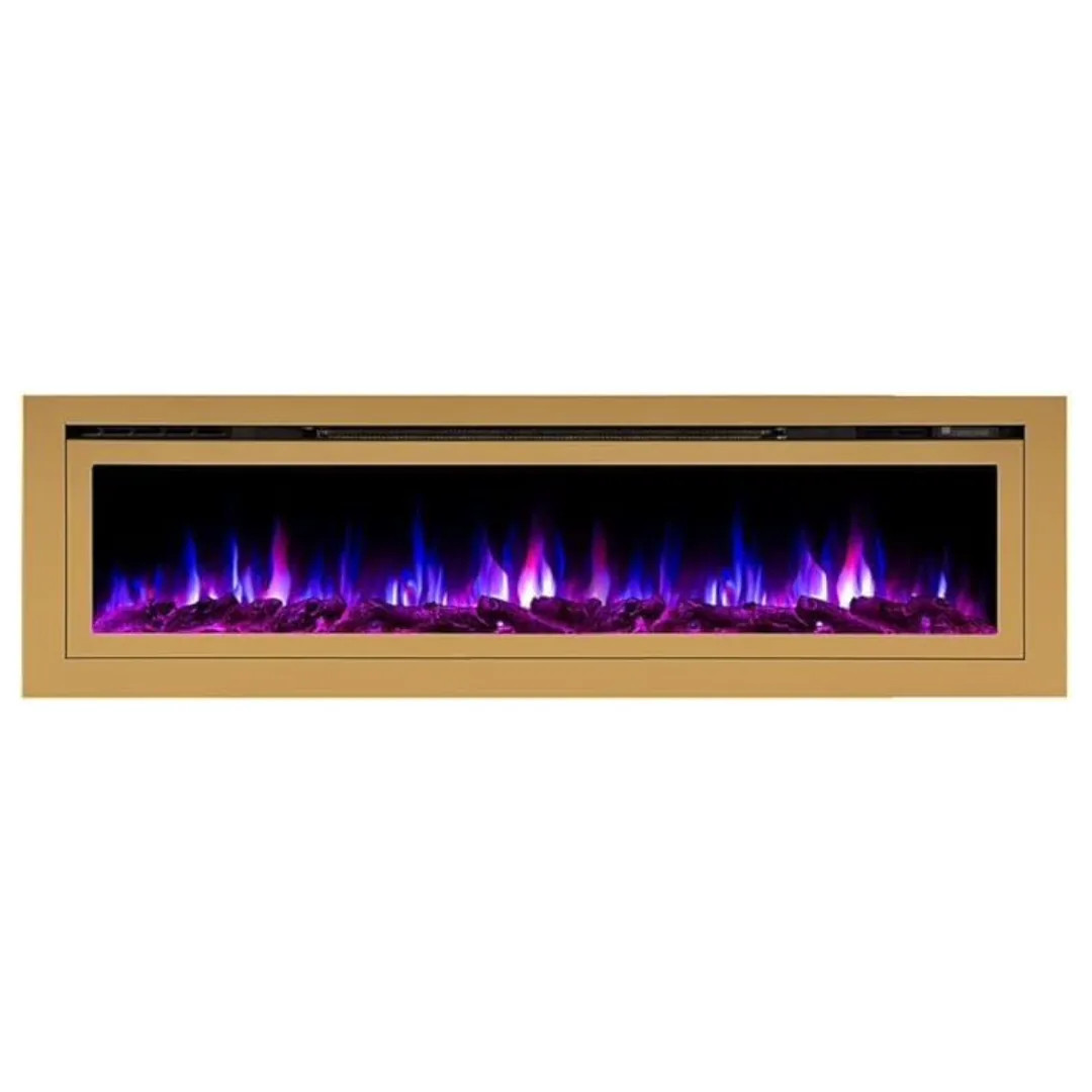 Touchstone 72-in W Sideline Deluxe Gold Wall mount Fan-forced Electric Fireplace with Remote Control Included | 86278 | Lowe's