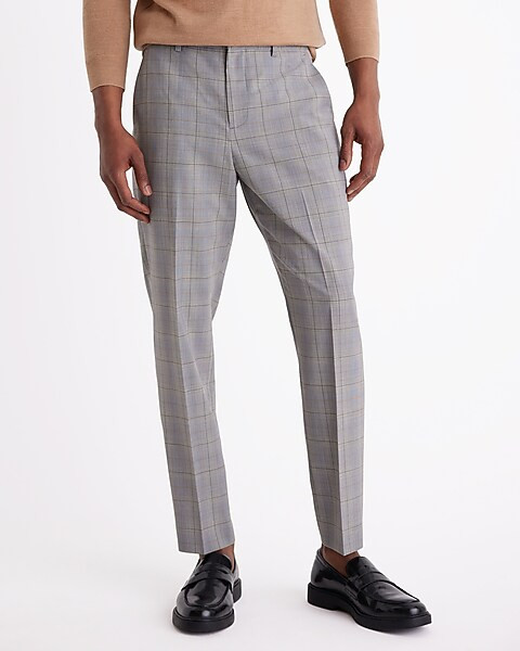 Extra Slim Gray Plaid Wool-Blend Modern Tech Suit Pant | Express