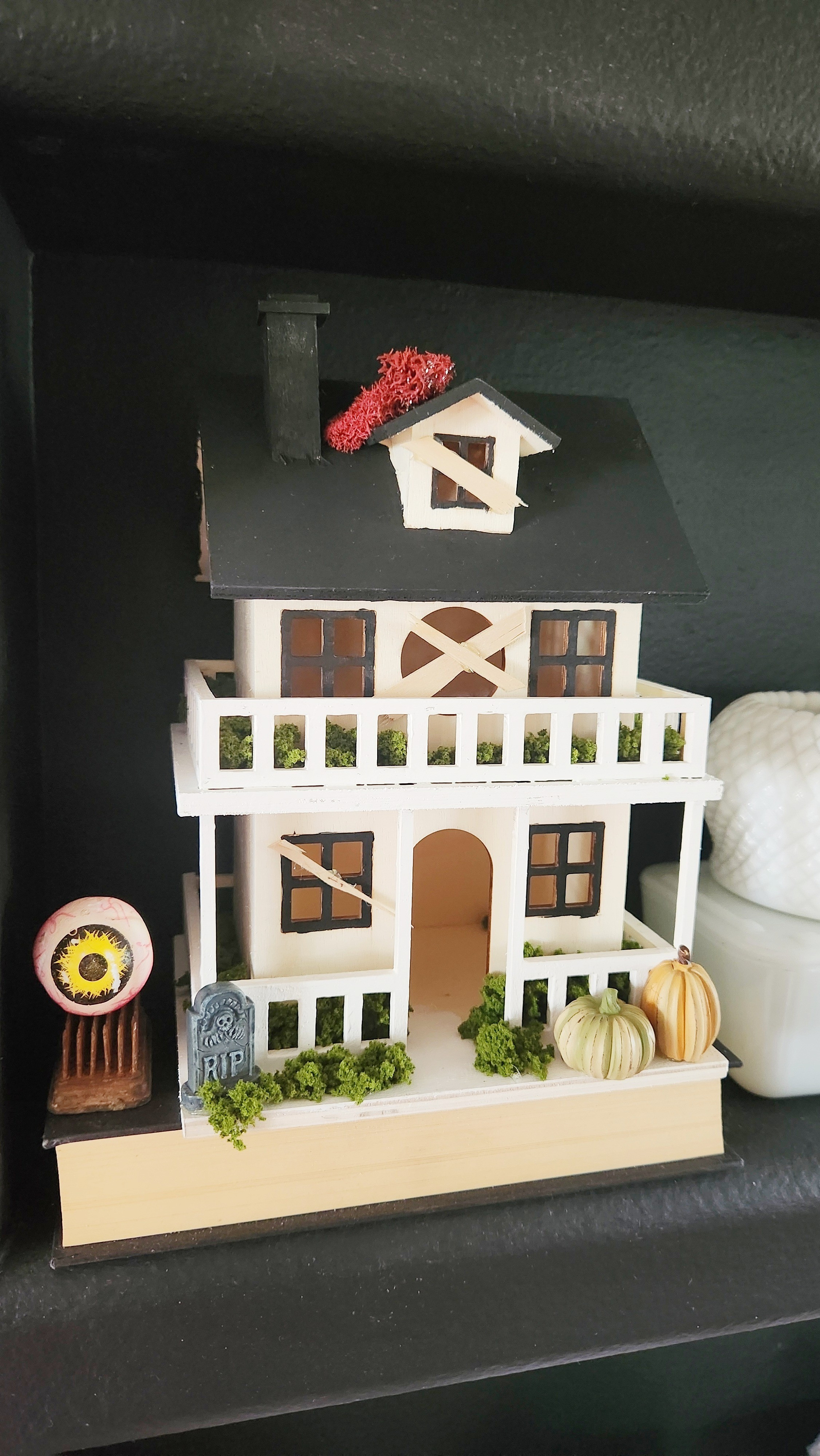 Turn an unfinished birdhouse into a Halloween haunted house! Still looking for lights small enough to fit inside.

#LTKHalloween #LTKHome #LTKParties