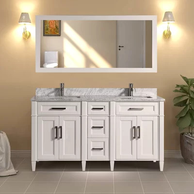 Monadnock 60" Double Bathroom Vanity Set with Mirror | Wayfair North America