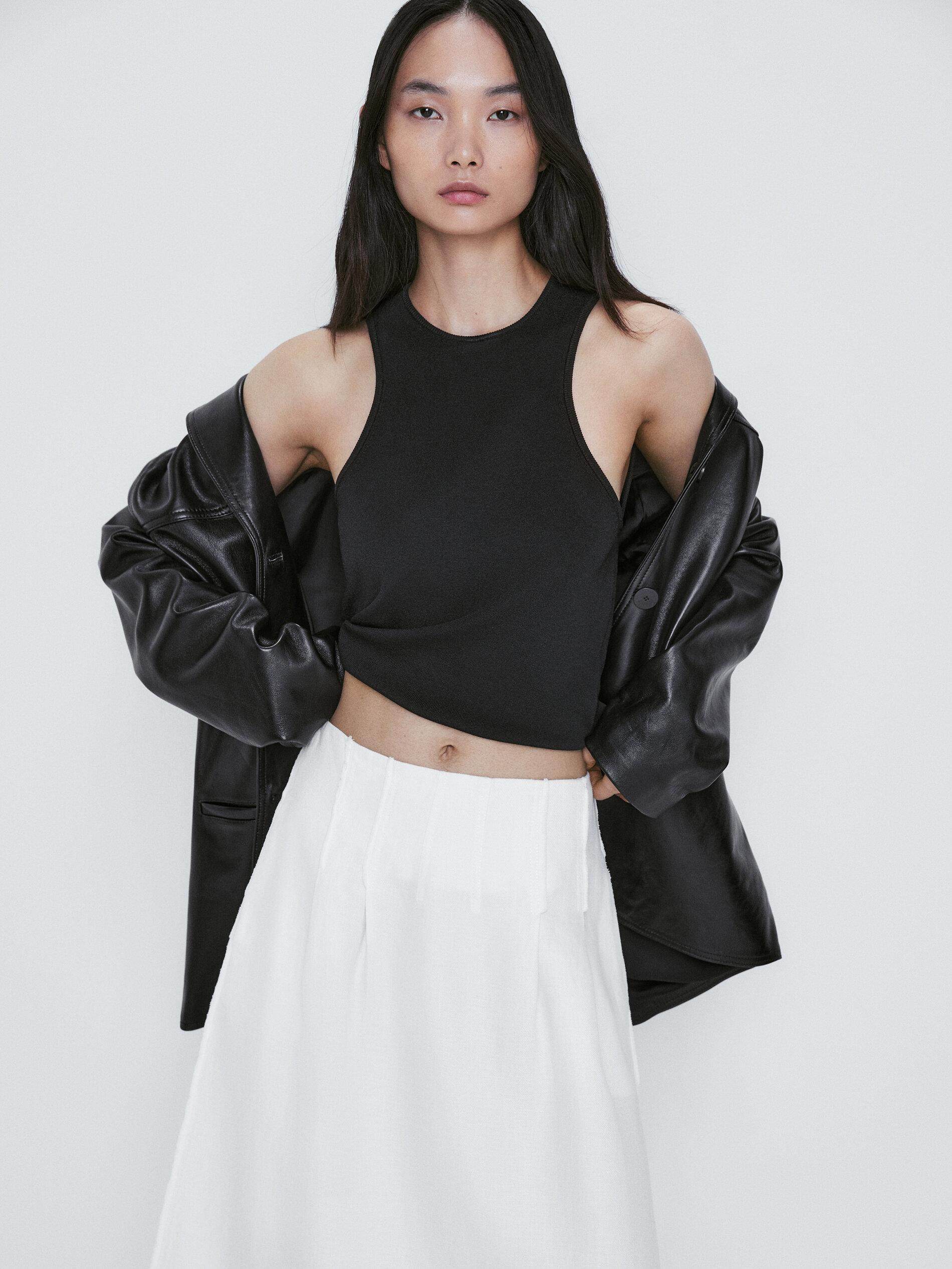 Black sleeveless top | Massimo Dutti US