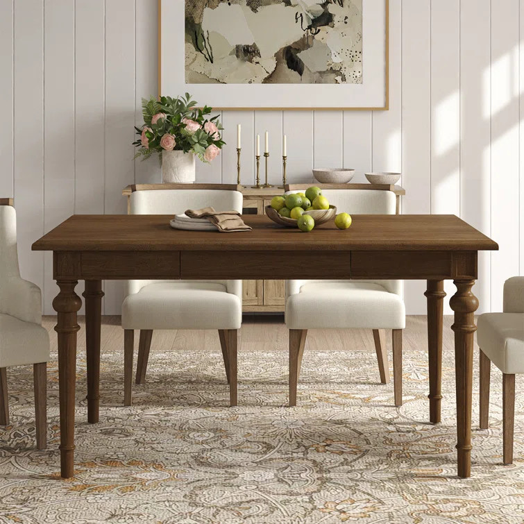Edgarda 60'' Farmhouse Dining Table With Drawer | Wayfair North America