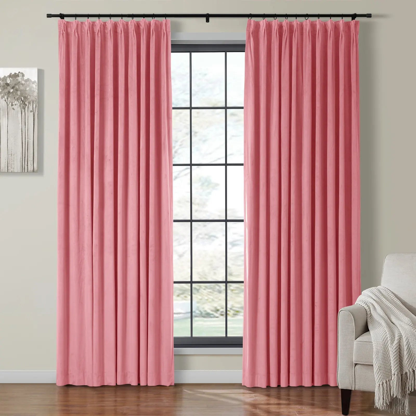 Birkin Velvet Curtain Pleated - Rose MJ11-36 | TWOPAGES