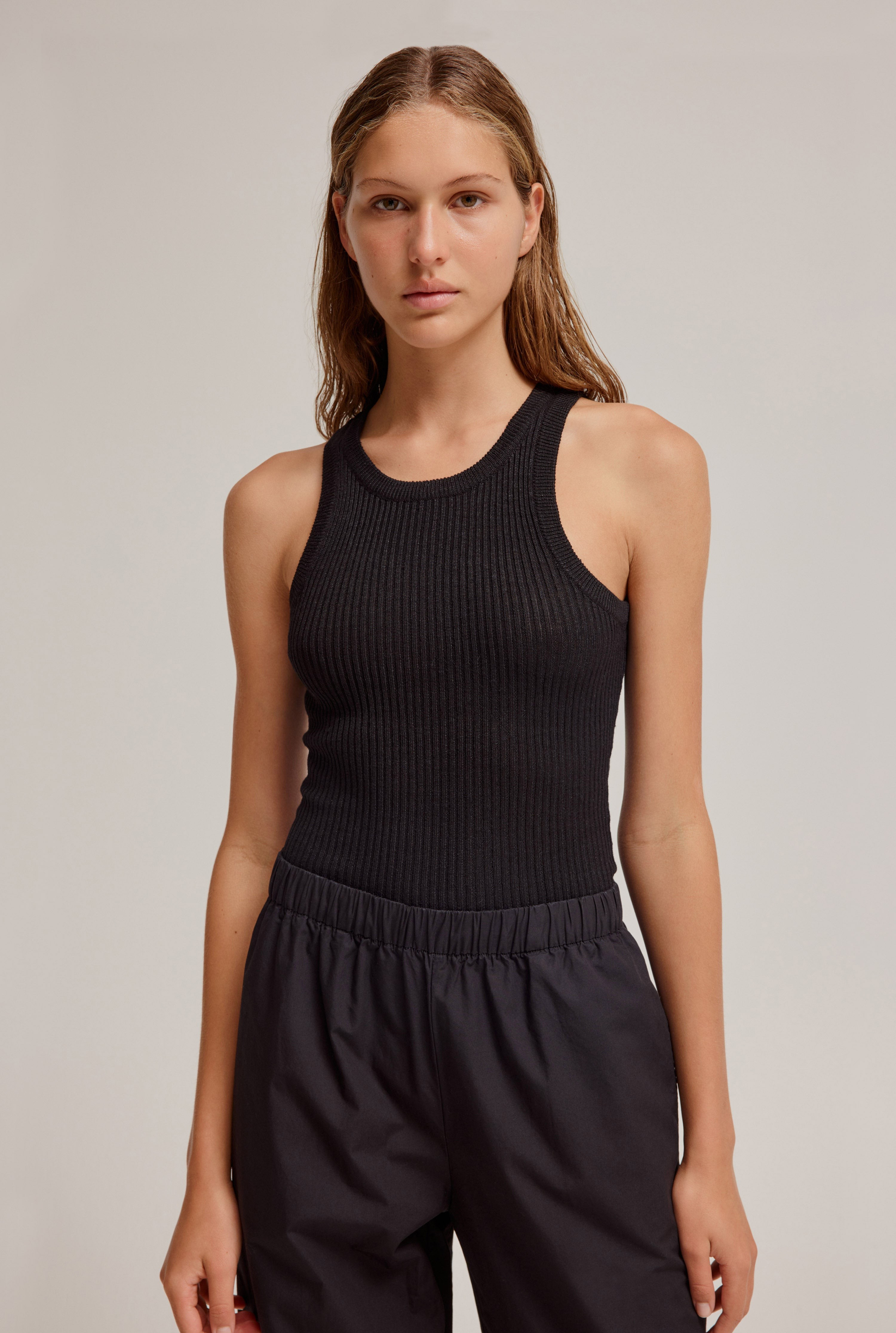 Fitted Rib Tank in Black | Venroy | Premium Leisurewear designed in Australia | Venroy AU