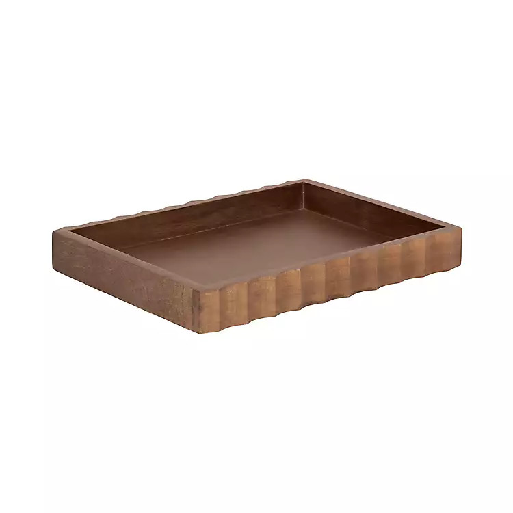Walnut Brown Fluted Lissi Rectangular Serving Tray | Kirklands