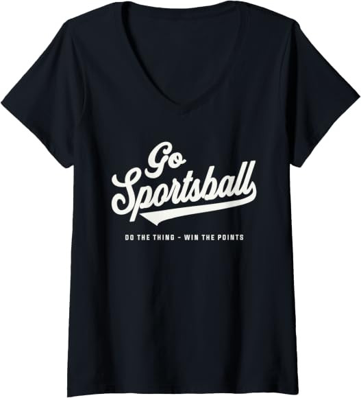 Womens Yay Go Sportsball - Funny Sports V-Neck T-Shirt | Amazon (US)