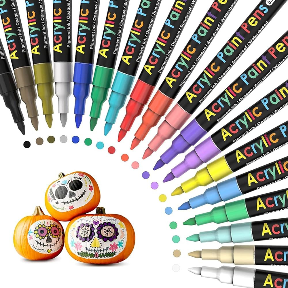 Acrylic Paint Pens Paint Markers Set of 18: Fine Point for Rock Painting Glass Wood Ceramic Fabri... | Amazon (US)