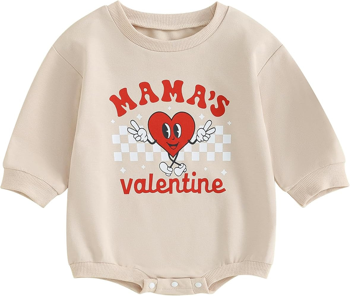 Eadrioss Infant Baby Girl Boy Valentines Outfit Crew Neck Letter Print Sweatshirt Romper One Piec... | Amazon (US)