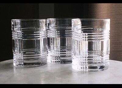 3 Ralph Lauren Glen Plaid Crystal Glasses OLD FASHIONED unsigned | eBay US