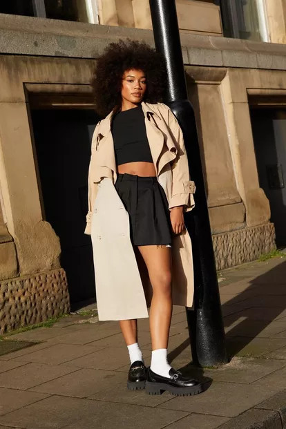 Two Tone Oversized Belted Trench Coat | Nasty Gal (US)