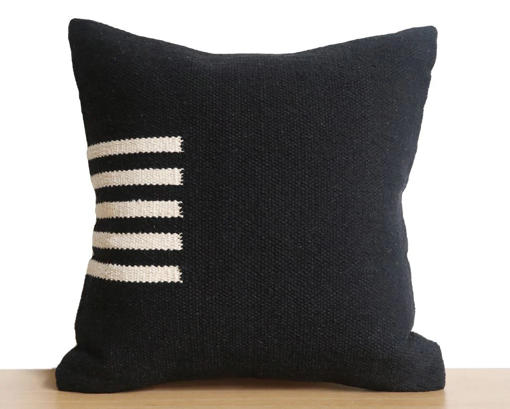 Handwoven Black and Cream Pillow Cover | Coterie, Brooklyn