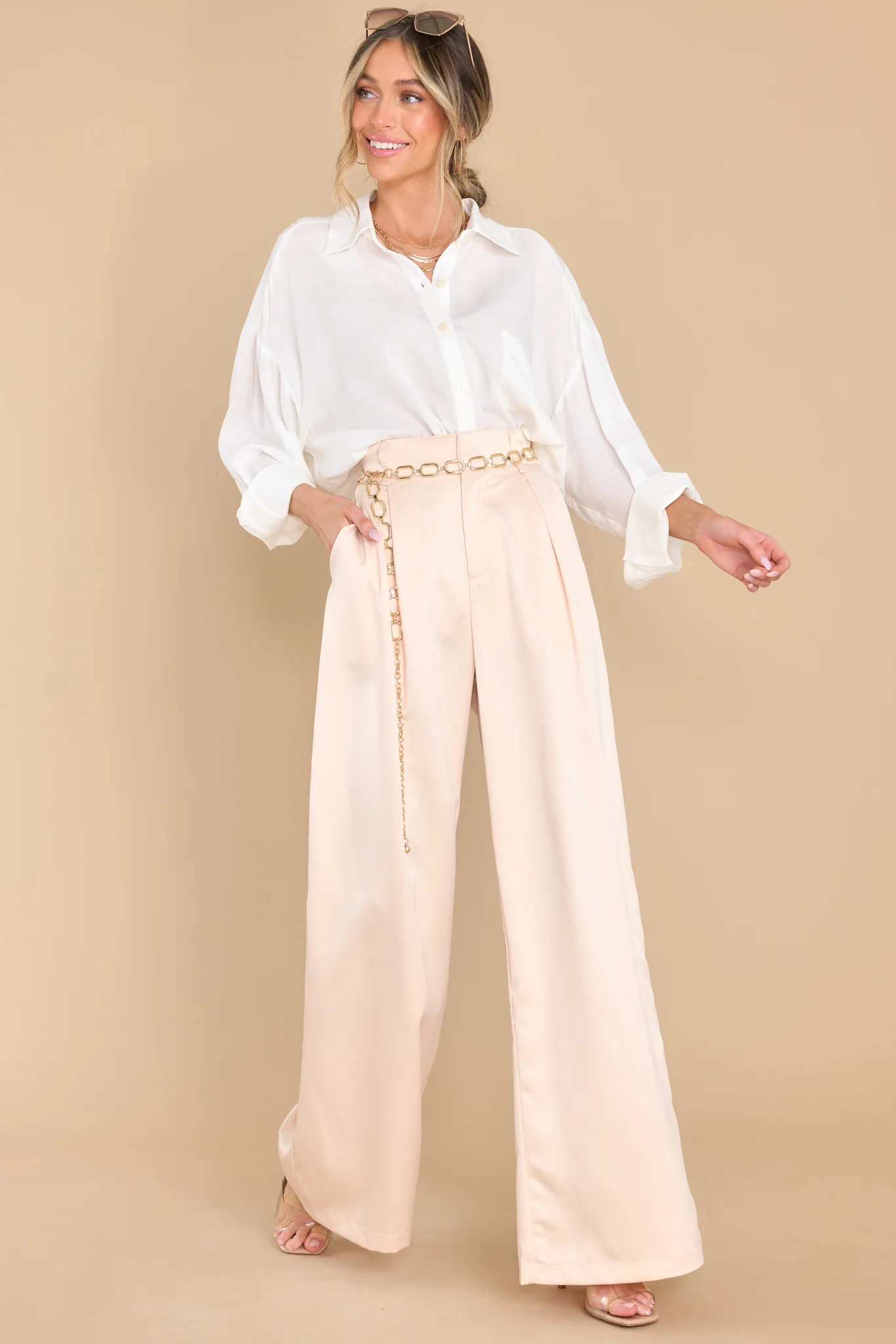 Pretty And Polished Champagne Pants | Red Dress 