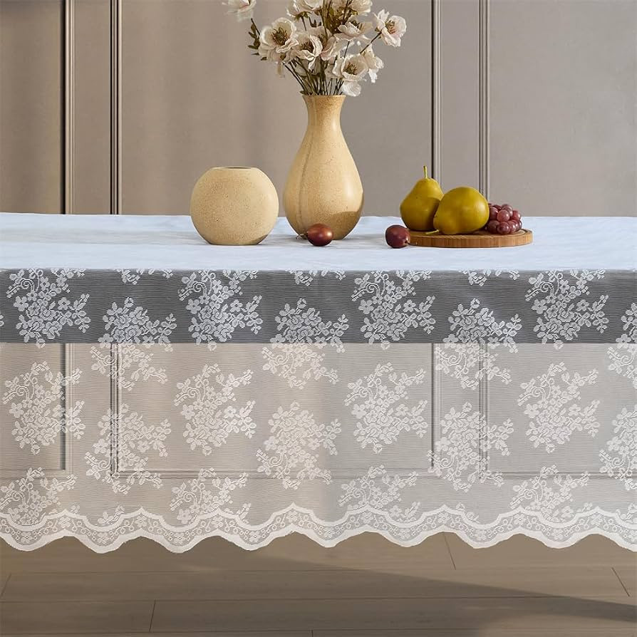 HLC.ME Jolene Floral Lace Tablecloth, Lace Fabric Table Cloth for Rectangle Tables, Wrinkle Resis... | Amazon (US)