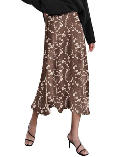 Zeagoo Skirts for Women High Waist Skirt Elegant Midi Skirt Satin | Amazon (US)