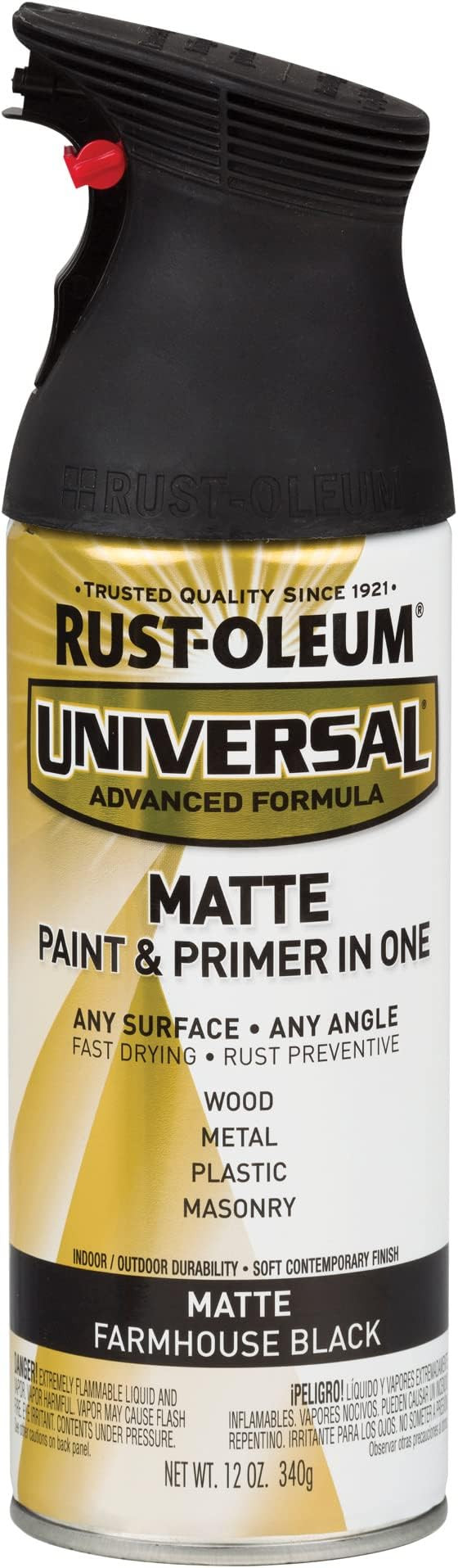 Rust-Oleum 330505 Universal All Surface Spray Paint, 12 oz, Matte Farmhouse Black | Amazon (US)