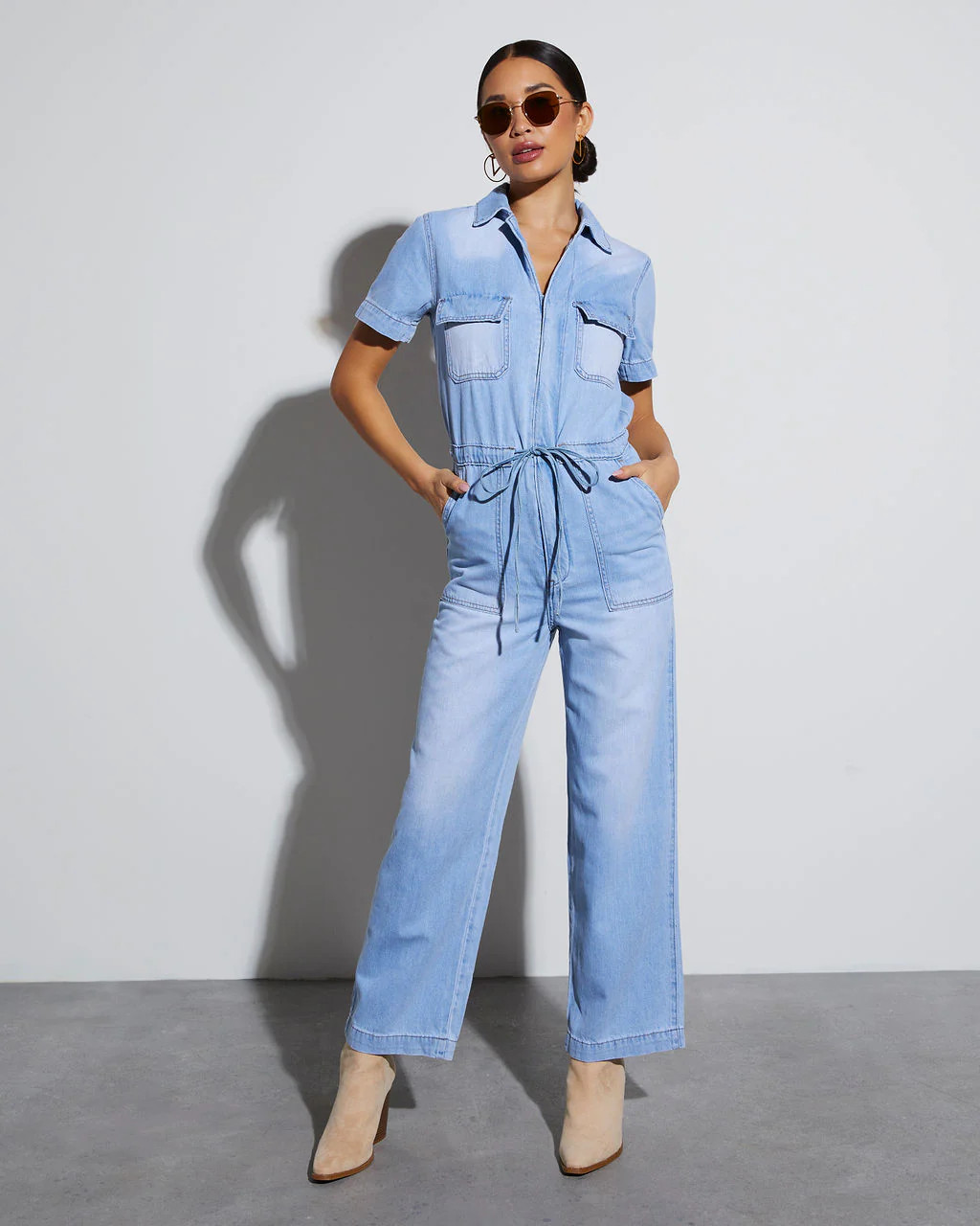 Izzie Denim Pocketed Jumpsuit | VICI
