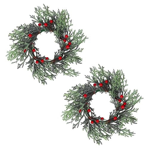 2 Pcs Christmas Candle Wreath Mini Christmas Wreath Christmas Candle Rings with Red Berries, Pine Branches ​for Xmas Candlestick Decoration for Holiday Dinner Table Decors | Amazon (UK)