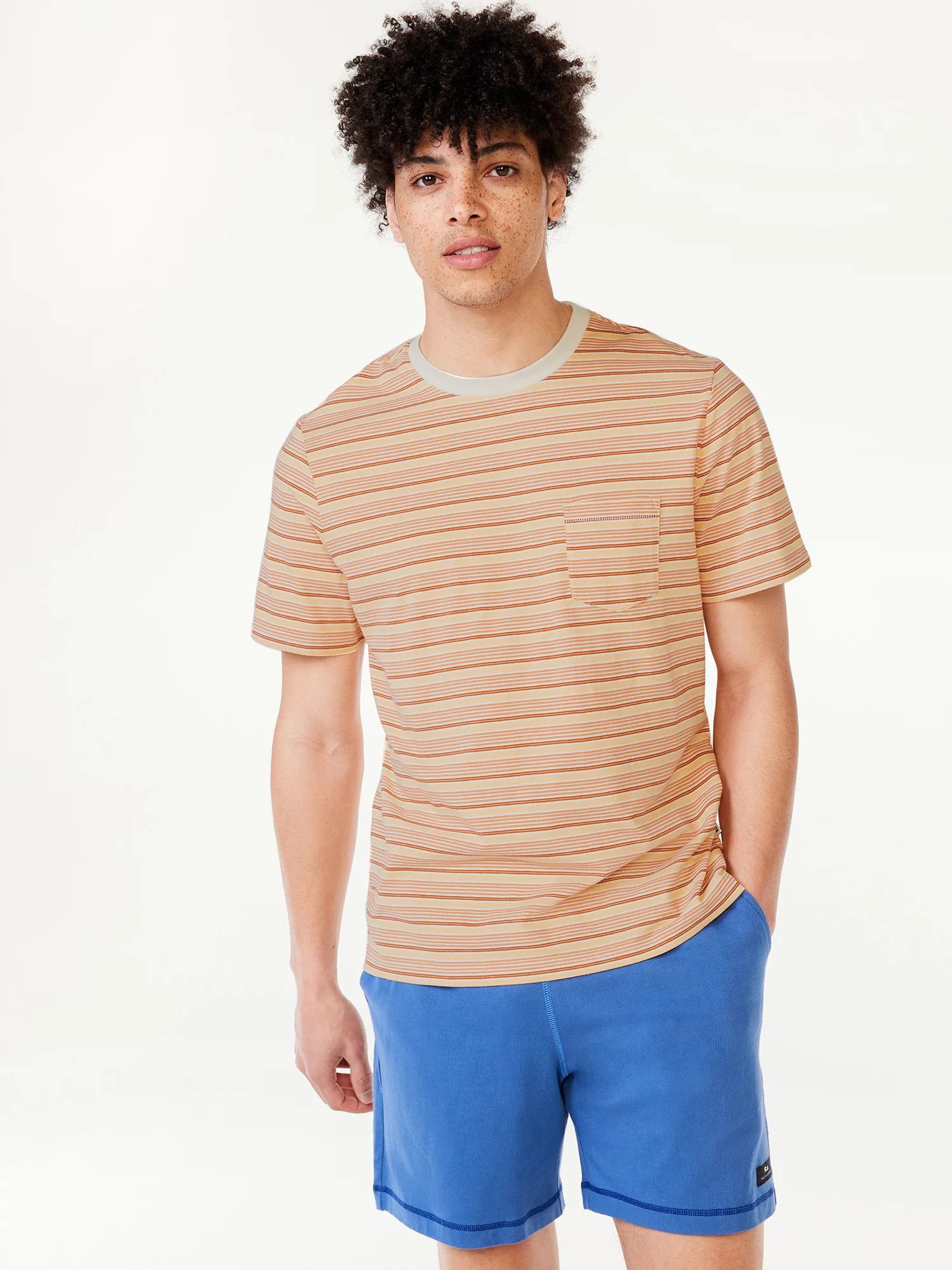 Free Assembly Men's Variegated Stripe Pocket Tee with Short Sleeves | Walmart (US)