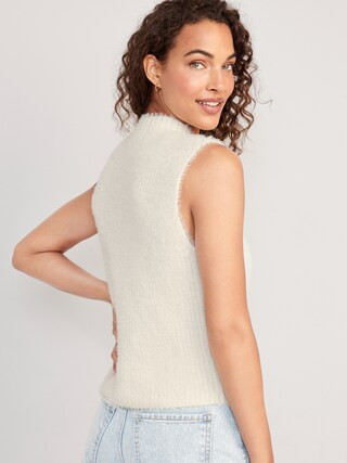 Mock-Neck Eyelash Sweater for Women | Old Navy (US)