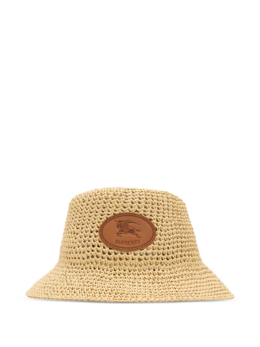 Burberry Knight Stamp raffia-effect bucket hat - Neutrals | Farfetch Global